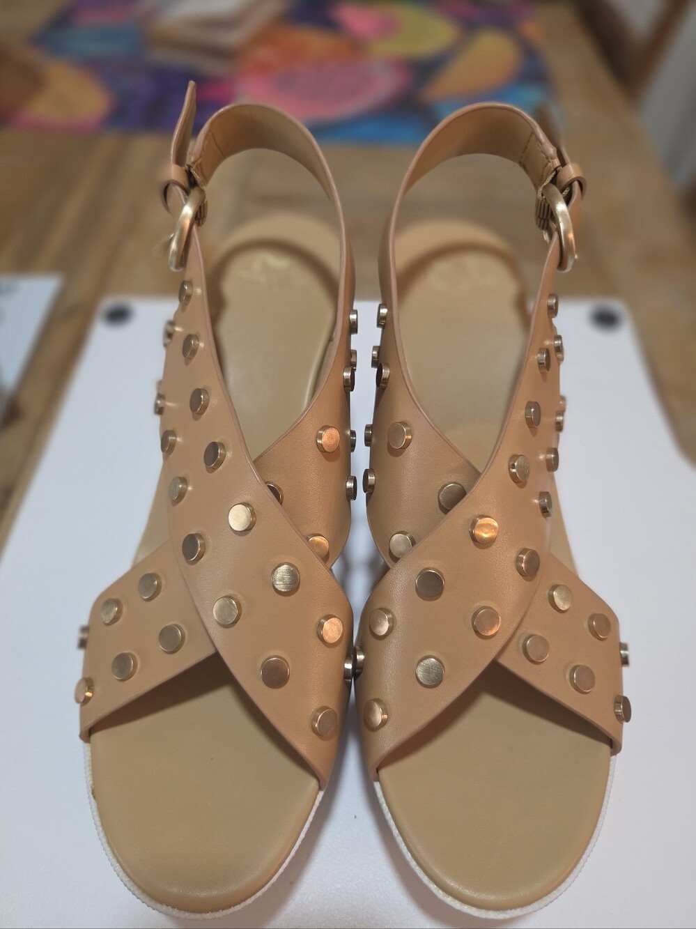 Marc Fisher Tan Studded Slingback Sandals